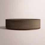 Liromelle Shagreen Round Plinth Coffee Table — MOCHA SHAGREEN/BROWN BRUSHED OAK / 48
