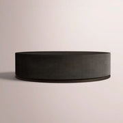 Liromelle Shagreen Round Plinth Coffee Table — EBONY SHAGREEN/BLACK BRUSHED OAK / 48