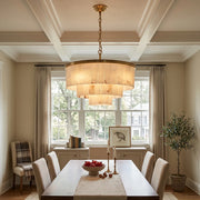 Rectangular Alabaster Tiered Round Chandelier
