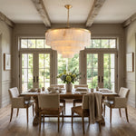 Rectangular Alabaster Tiered Round Chandelier