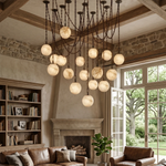 Alabaster Spherical Chain Chandelier
