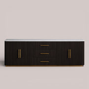 Favera Plinth Sideboard with Drawers — EBONY / CARRARA