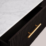 Favera Plinth Sideboard with Drawers — EBONY / CARRARA