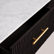 Favera Plinth Sideboard with Drawers — EBONY / CARRARA