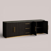 Favera Plinth Sideboard with Drawers — EBONY / BLUESTONE