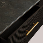 Favera Plinth Sideboard with Drawers — EBONY / BLUESTONE