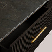Favera Plinth Sideboard with Drawers — EBONY / BLUESTONE