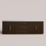 Favera Plinth Sideboard with Drawers — MOCHA / CARRARA