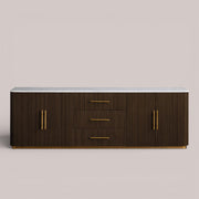 Favera Plinth Sideboard with Drawers — MOCHA / CARRARA
