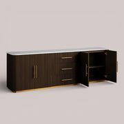 Favera Plinth Sideboard with Drawers — MOCHA / CARRARA