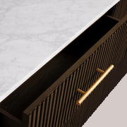 Favera Plinth Sideboard with Drawers — MOCHA / CARRARA