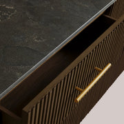 Favera Plinth Sideboard with Drawers — MOCHA / BLUESTONE