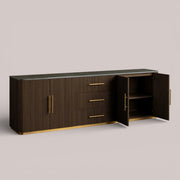 Favera Plinth Sideboard with Drawers — MOCHA / BLUESTONE