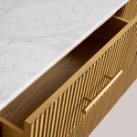 Favera Plinth Sideboard with Drawers — HONEY / CARRARA