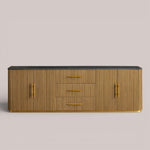 Favera Plinth Sideboard with Drawers — HONEY / BLUESTONE
