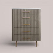 Favera Five-Drawer Dresser — SMOKE / CARRARA