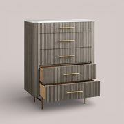 Favera Five-Drawer Dresser — SMOKE / CARRARA