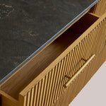 Favera Plinth Sideboard with Drawers — HONEY / BLUESTONE