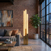 Vertical Alabaster Geometric Floor Lamp